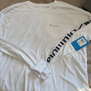 Columbia White Long Sleeve Performance Shirt